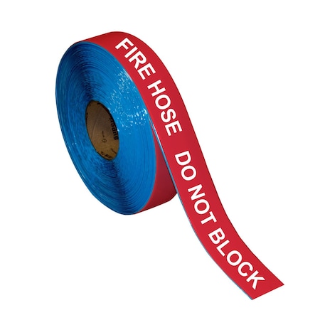 Superior Mark Floor Marking Message Tape, 2in x 100Ft , FIRE HOSE DO NOT BLOCK IN-50-655I
